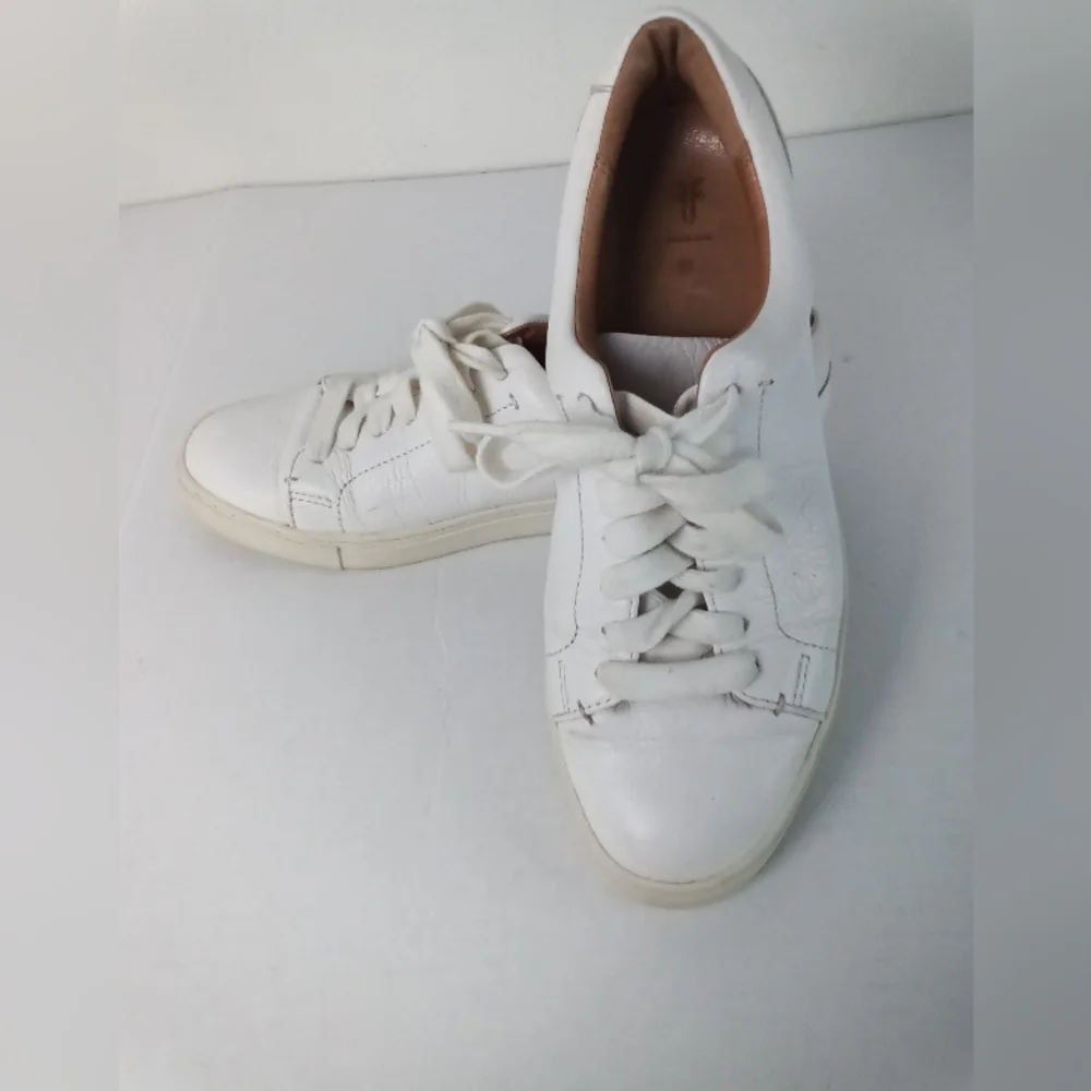 Frye Ivy Low Lace Classic White Leather Low-Top Sneakers Size 7.5 - Picture 3 of 7